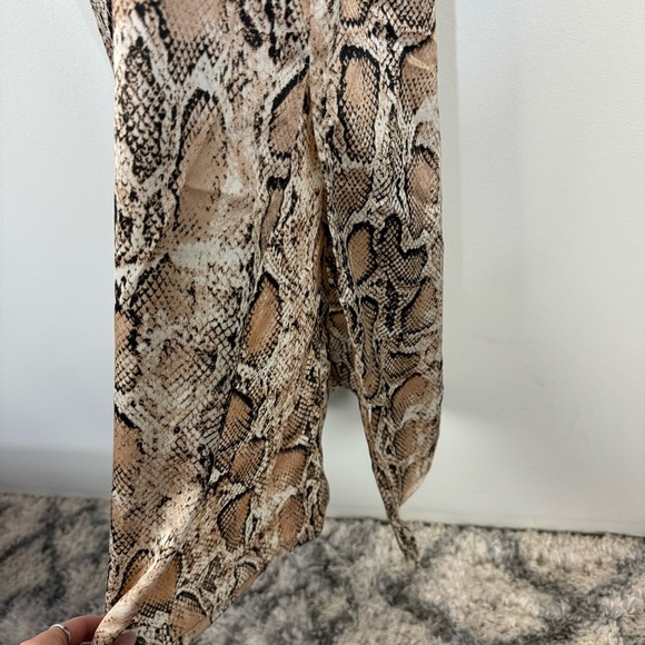 BB Dakota Python Print Shirt Dress Reptile Snakeskin Button Down Midi Dress Tan - Picture 6 of 8